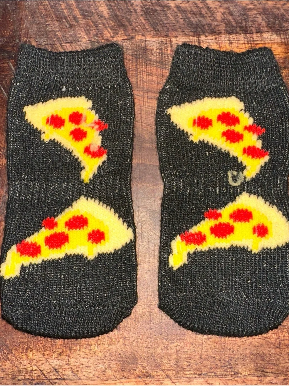 Black Pizza Pattern Non-Slip Dog Socks - PawGrip